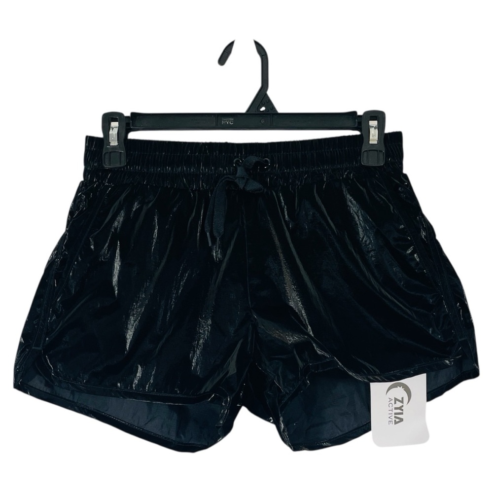 NWT ZYIA Midnight Gloss Bomber Active Shorts Gym Black XS Athletic Witchy Dark